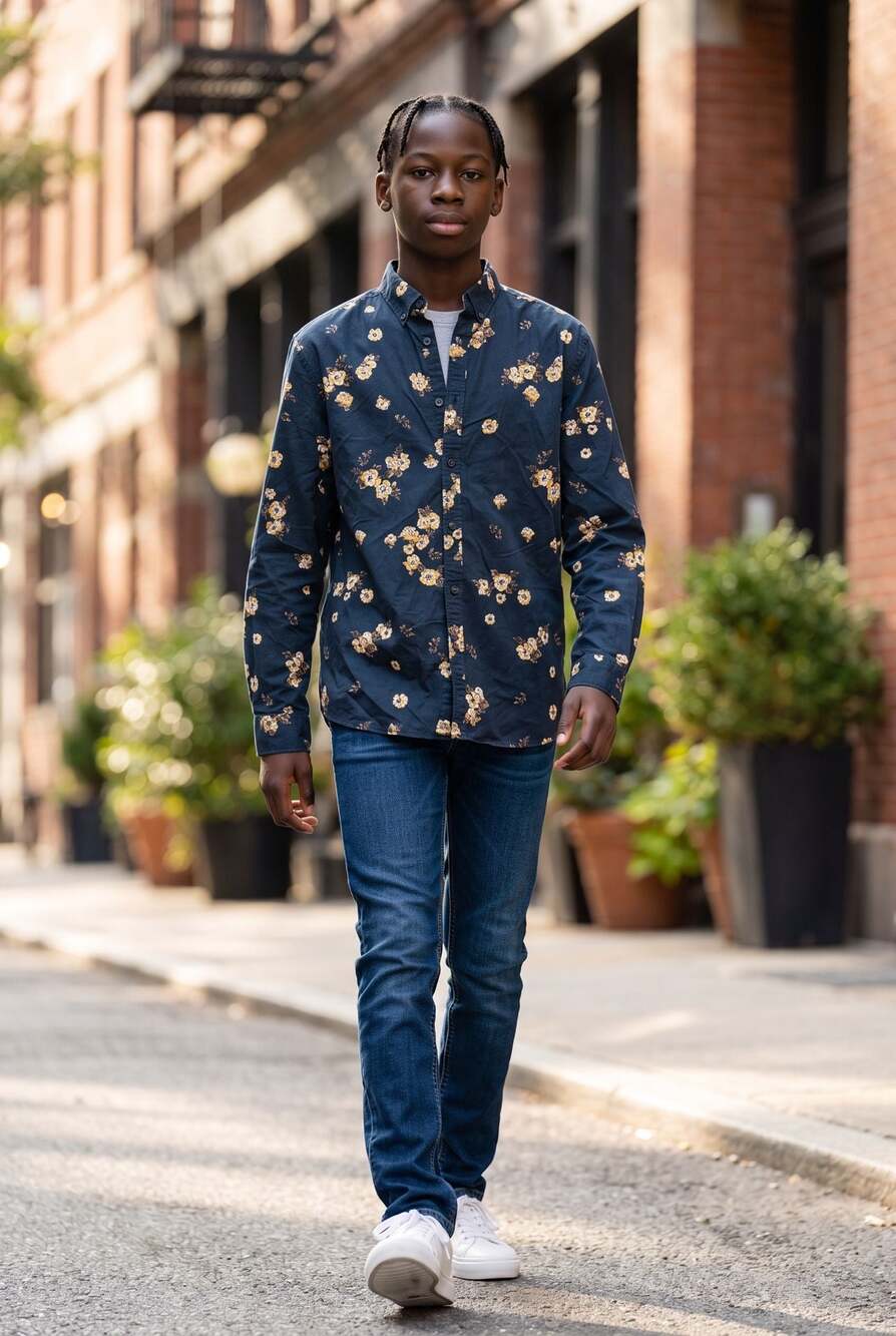 Express Men's CorduroyFloral Print Long Sleeve Button-Down Shirt